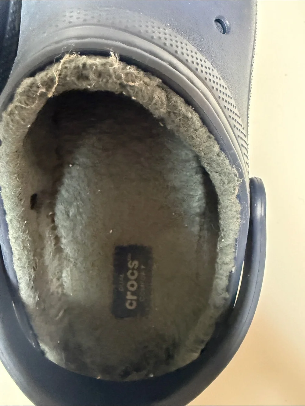Crocs Classic Lined Clogs Navy Fleece Winter Slip On Shoes Kids J5